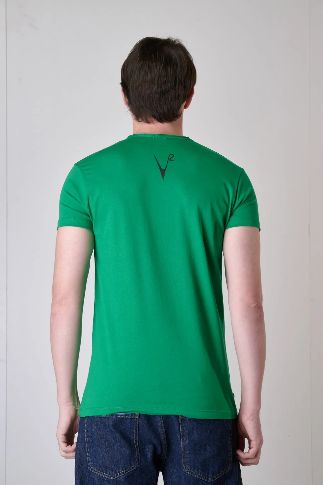 T-Shirt Verde con Taschino in tessuto V2 e schizzi di vernice
