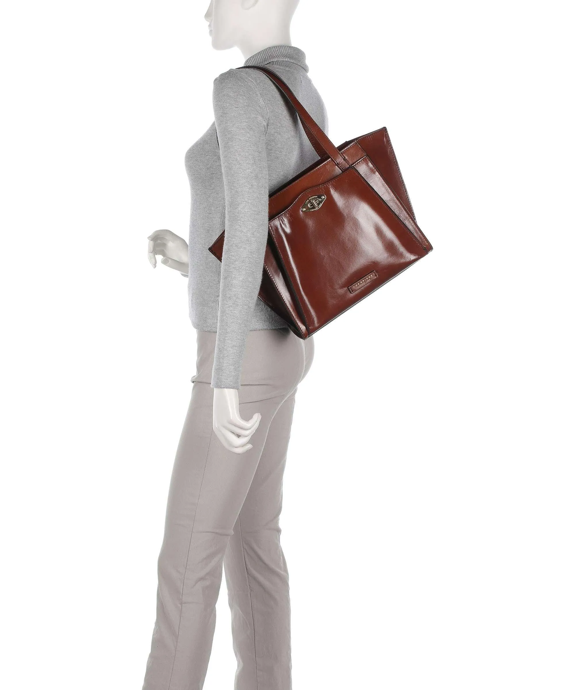  The Bridge Barbara Borsa shopper pelle di vacchetta liscia marrone  