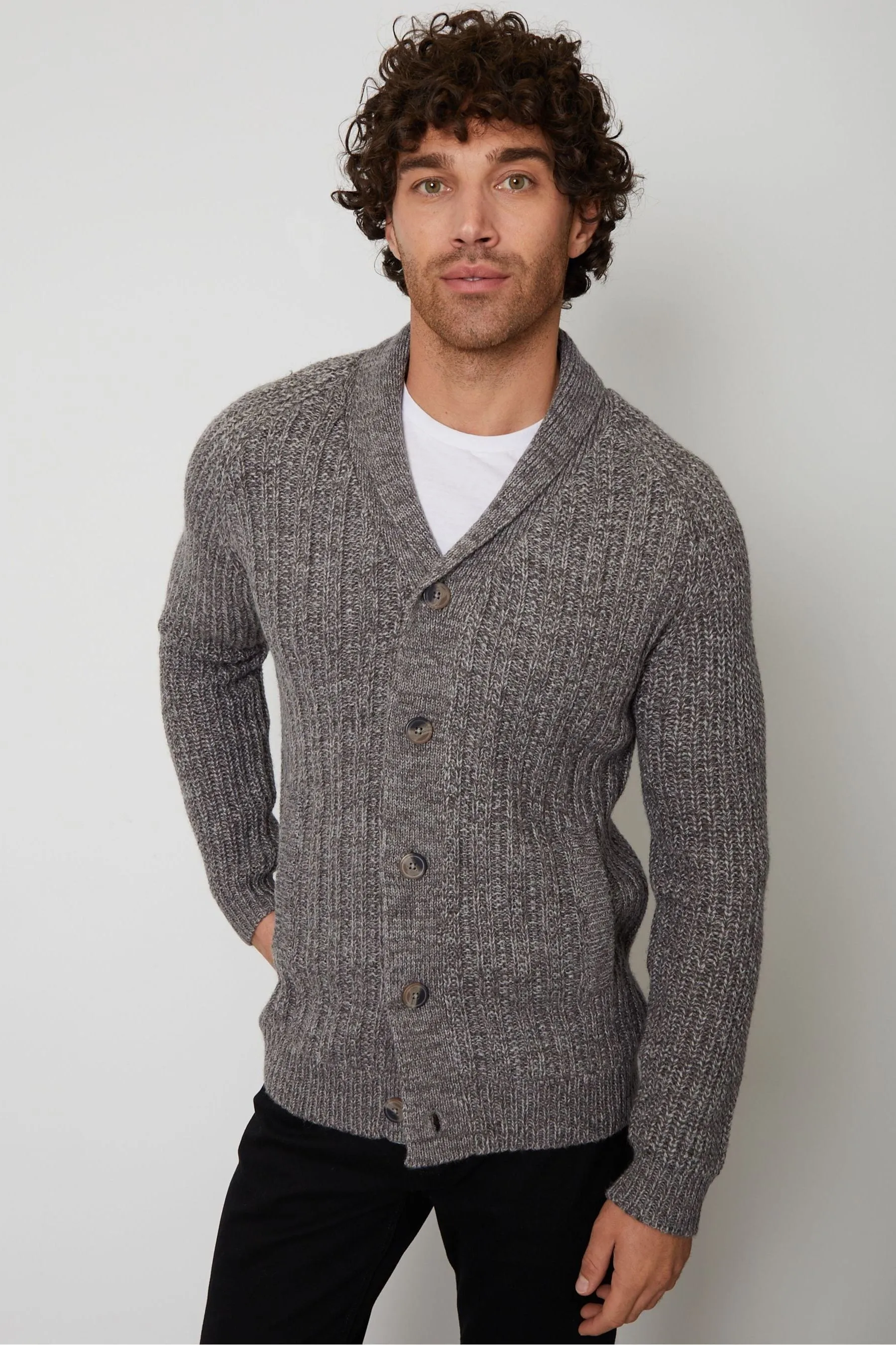 Threadbare - Cardigan Blend in lana con collo sciallato