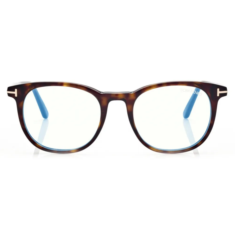 Tom Ford - Blue Block Soft  - Occhiali da Vista Rotondi - Havana Scuro - FT5754-B - Occhiali da Vista - Tom Ford Eyewear