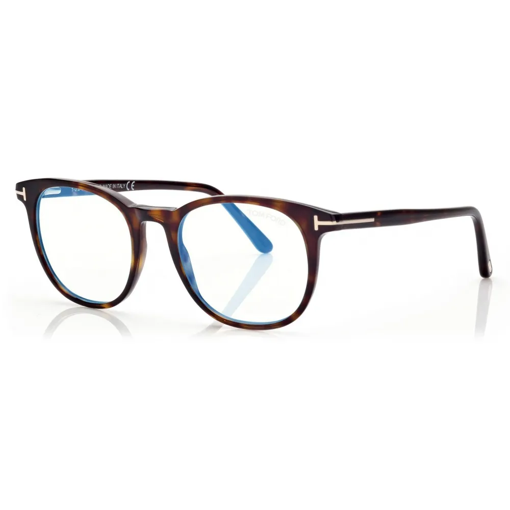 Tom Ford - Blue Block Soft  - Occhiali da Vista Rotondi - Havana Scuro - FT5754-B - Occhiali da Vista - Tom Ford Eyewear