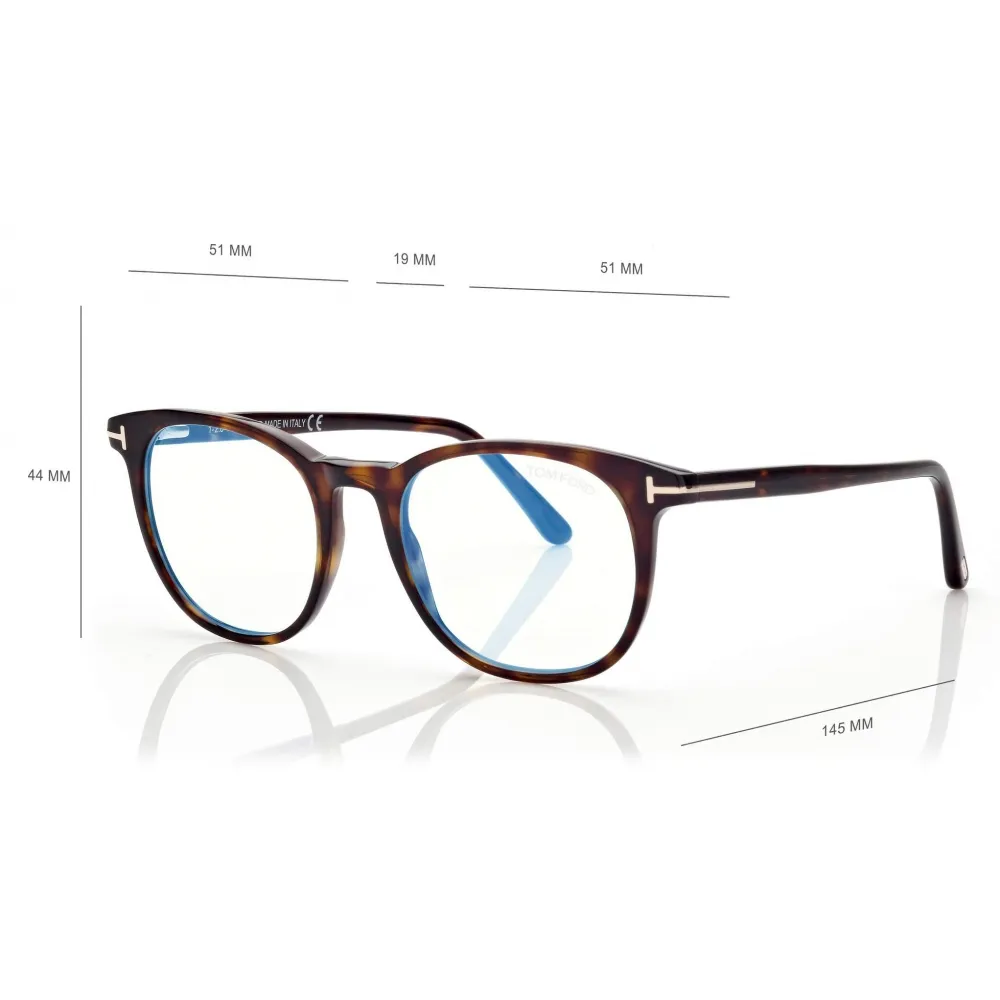 Tom Ford - Blue Block Soft  - Occhiali da Vista Rotondi - Havana Scuro - FT5754-B - Occhiali da Vista - Tom Ford Eyewear