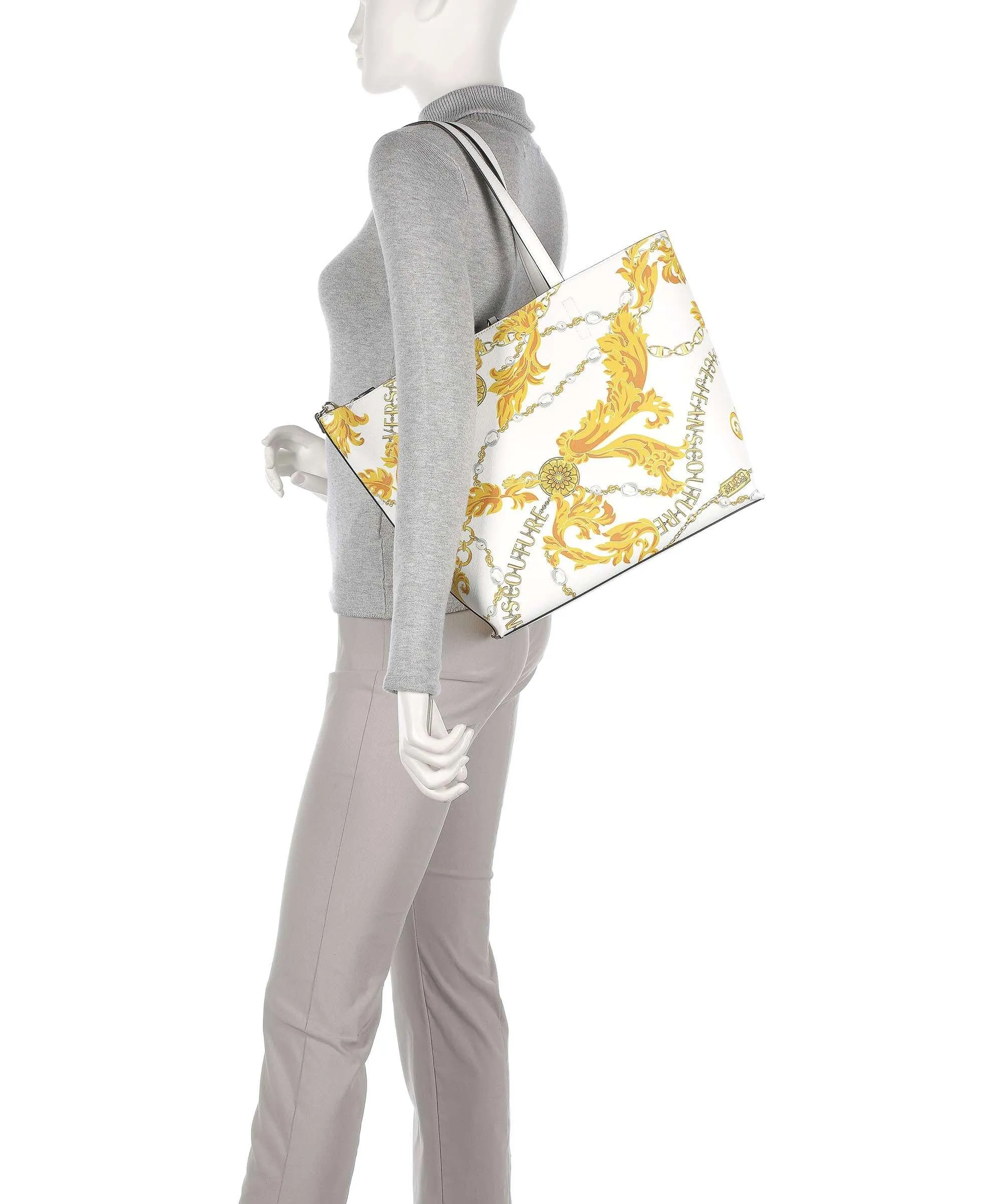  Versace Jeans Couture Reversible Shopper Borsa shopper pelle sintetica bianco  