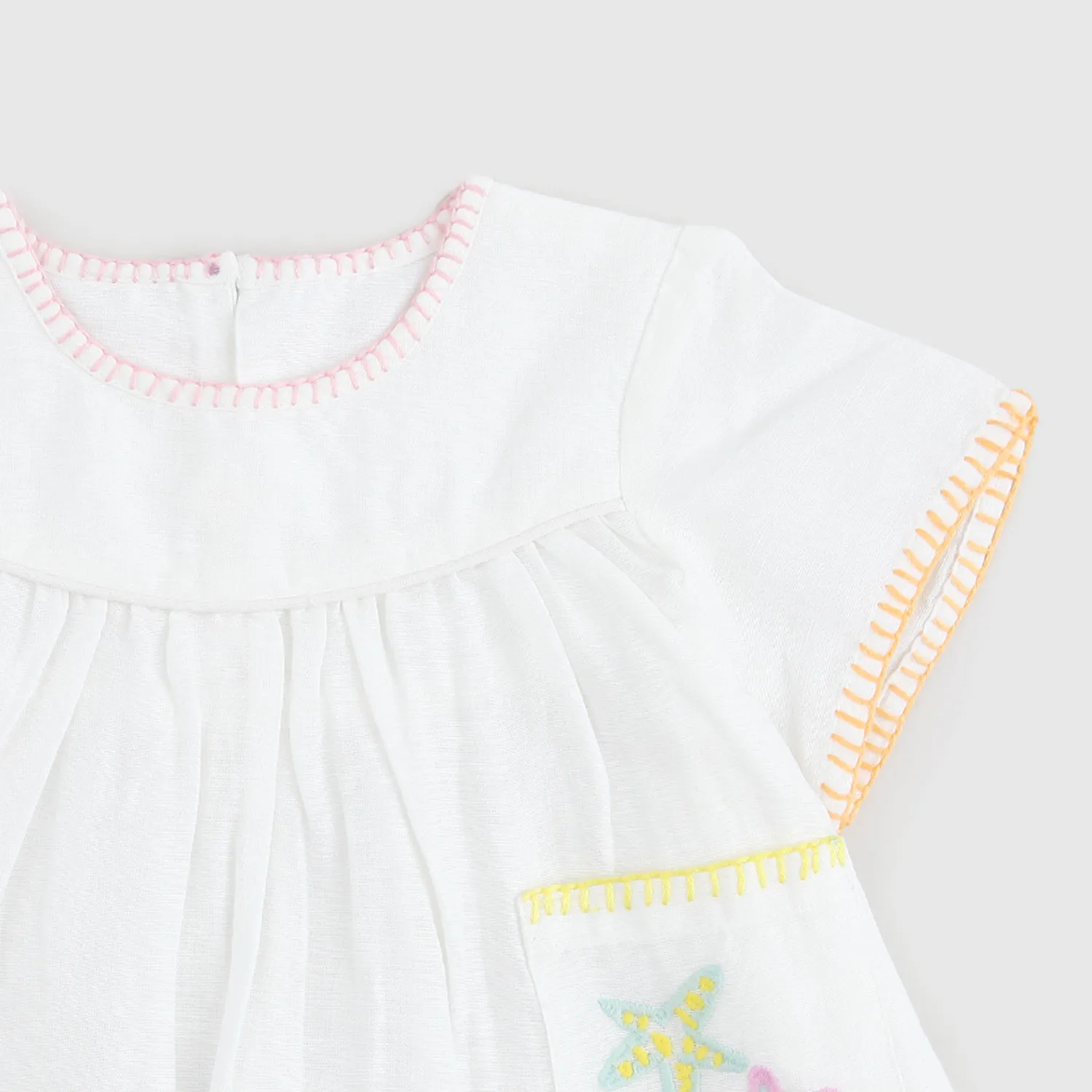 Vestito Bianco Multicolore Neonata