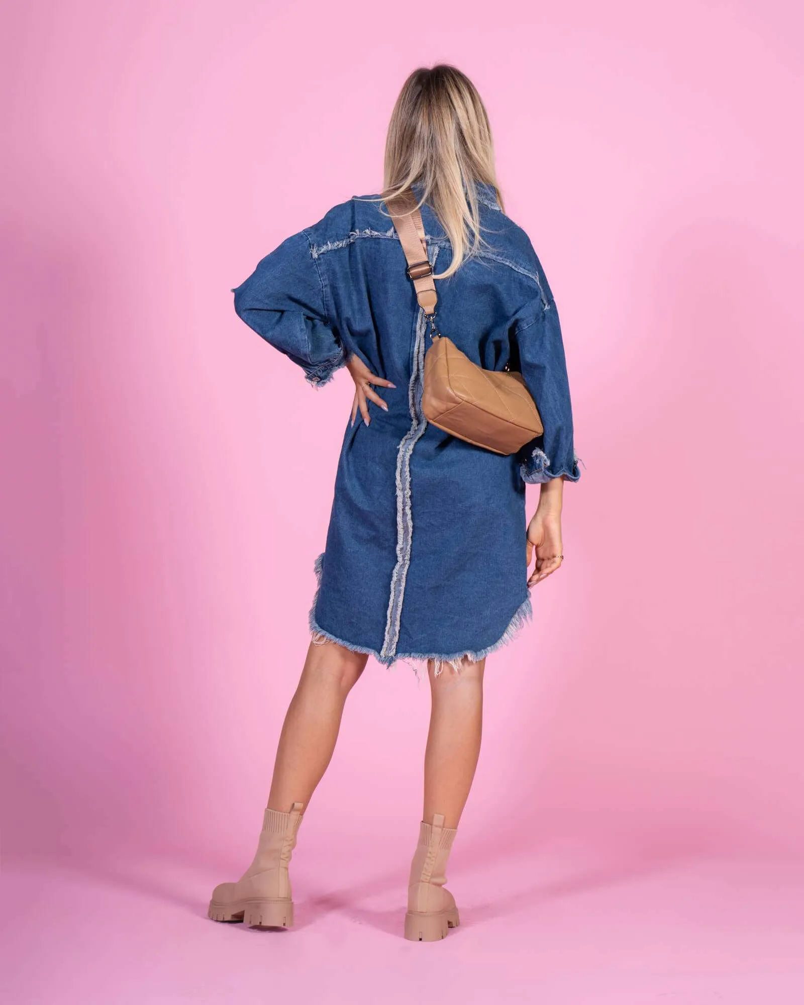 Vestito-camicia in denim