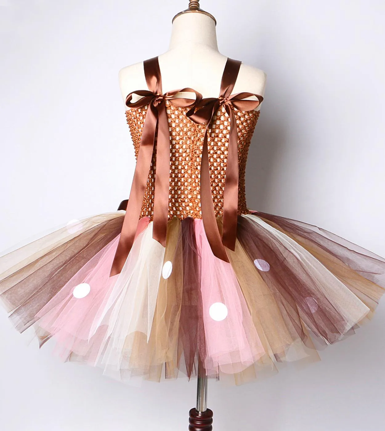 Vestito da tutu di cervo bruno per ragazze Costume di Halloween di Natale Abiti da principessa per renne al ginocchio Natale per