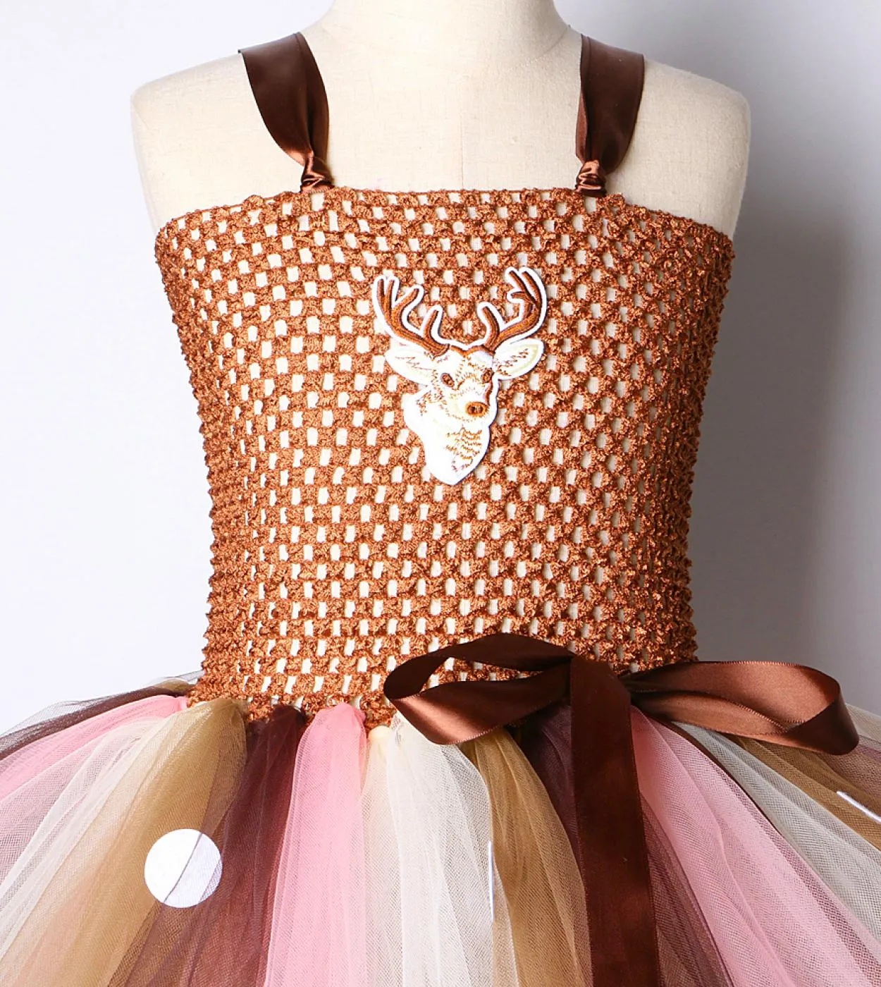 Vestito da tutu di cervo bruno per ragazze Costume di Halloween di Natale Abiti da principessa per renne al ginocchio Natale per