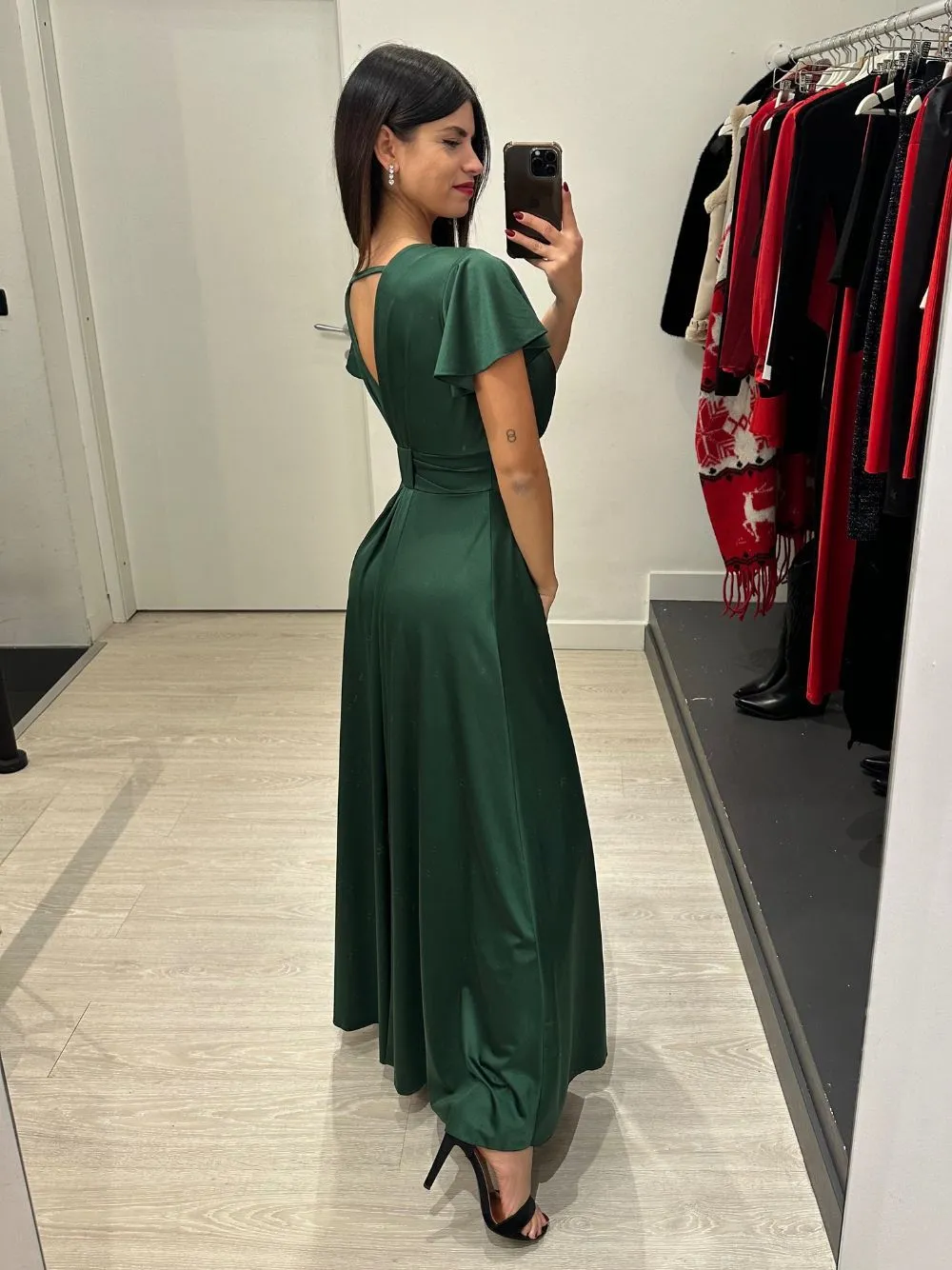 Vestito lungo raso manica
