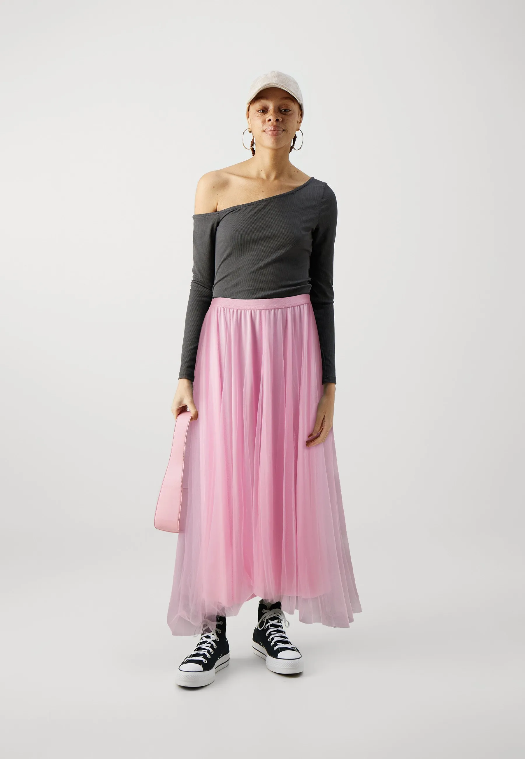 VITYL PLAIN MIDI SKIRT - Gonna a campana