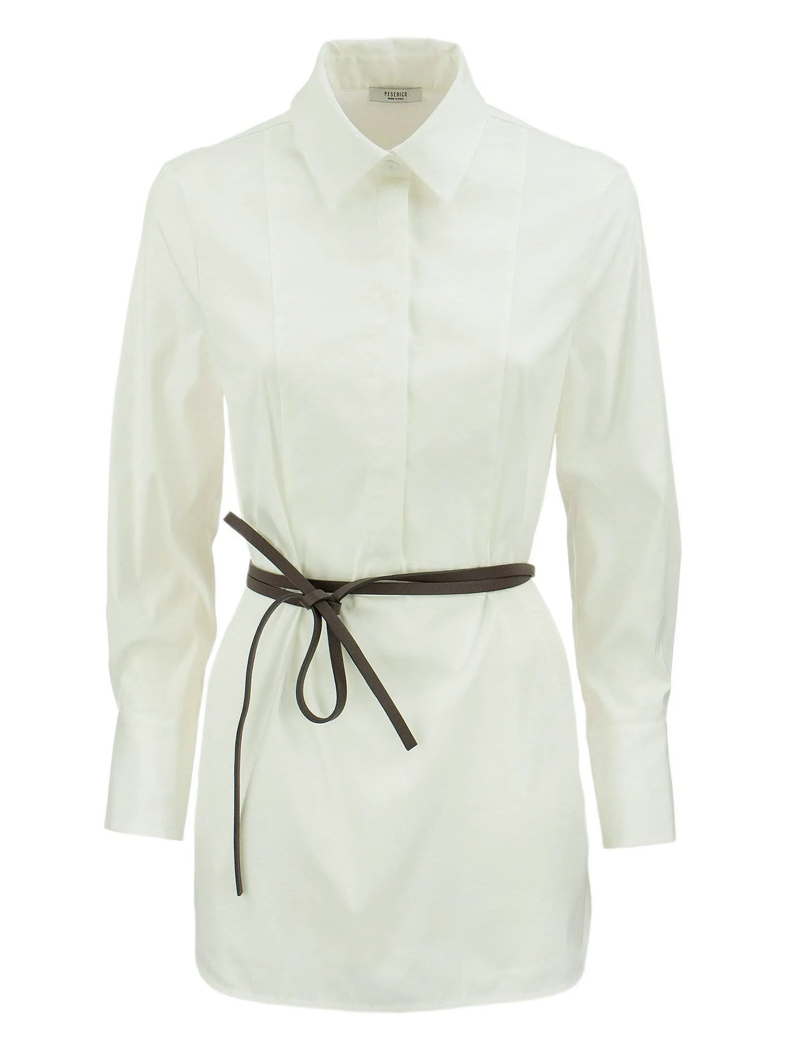 White Shirt with Leather Belt