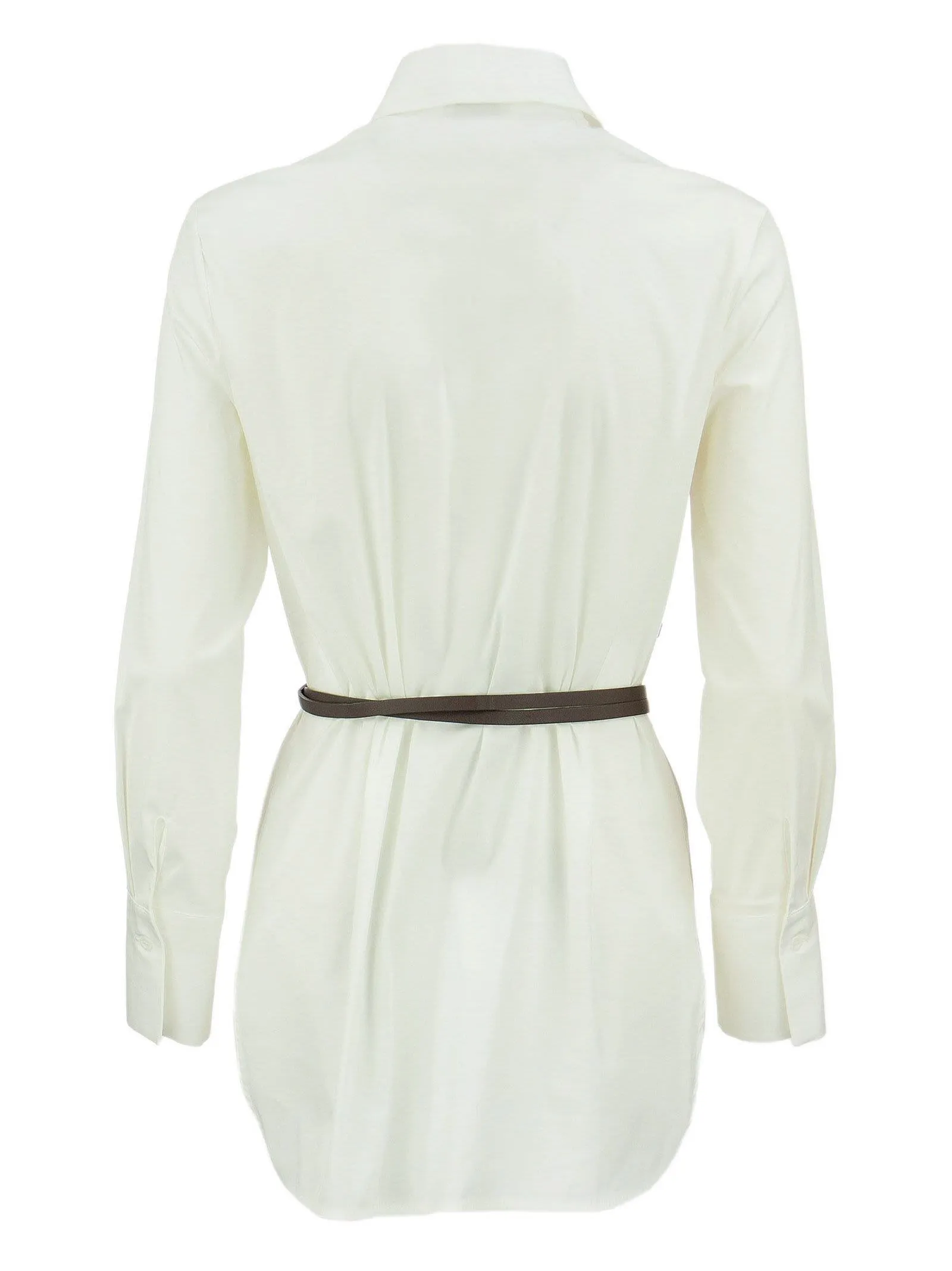 White Shirt with Leather Belt