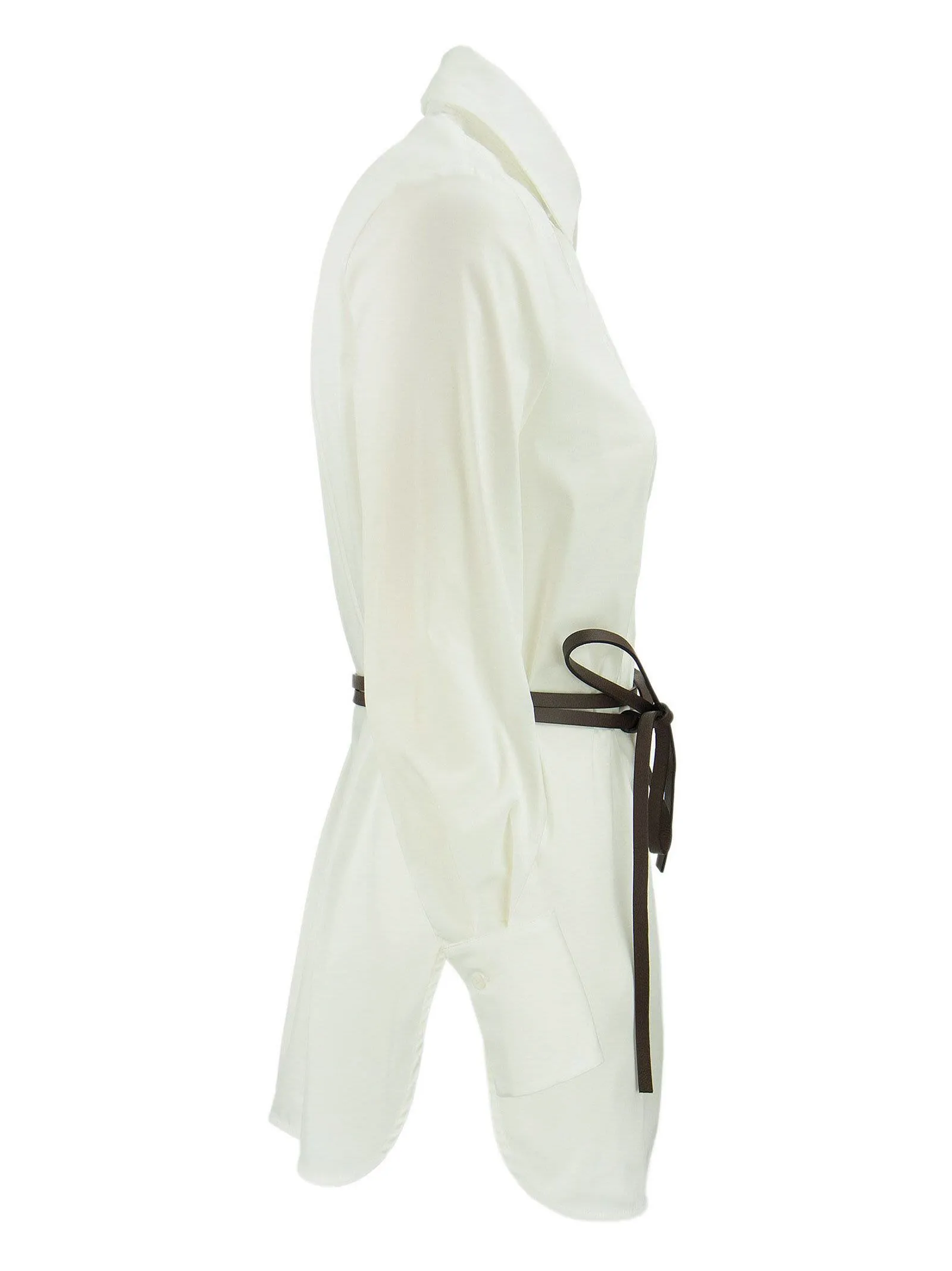 White Shirt with Leather Belt