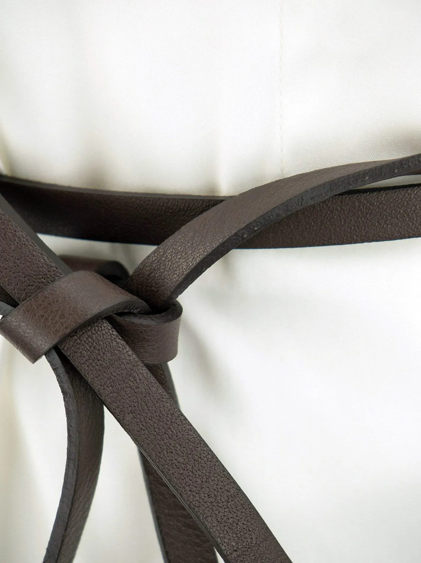 White Shirt with Leather Belt
