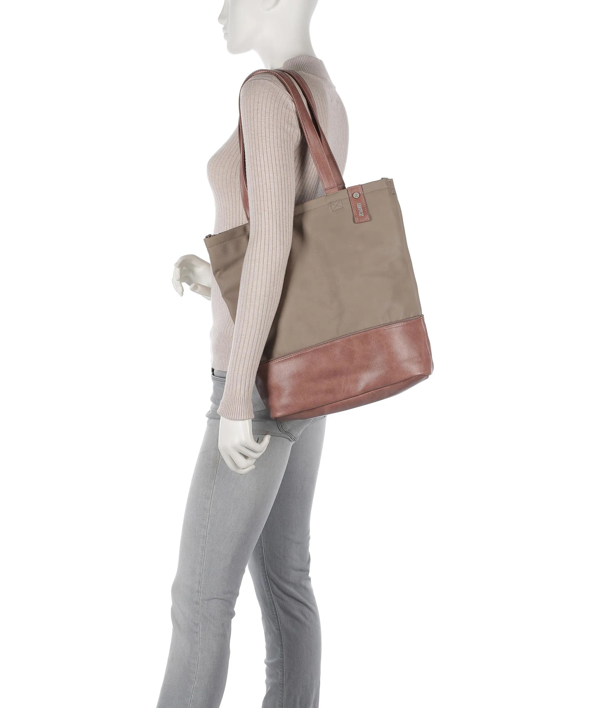 Zwei Jana J145 Borsa shopper pelle sintetica marrone/rosa  